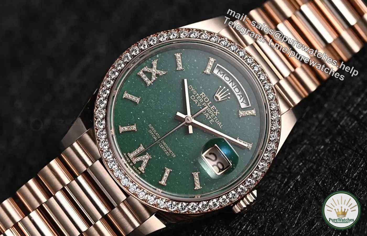 Rolex’s new day-date model 36, the emerald green aventurine dial is so beautiful!