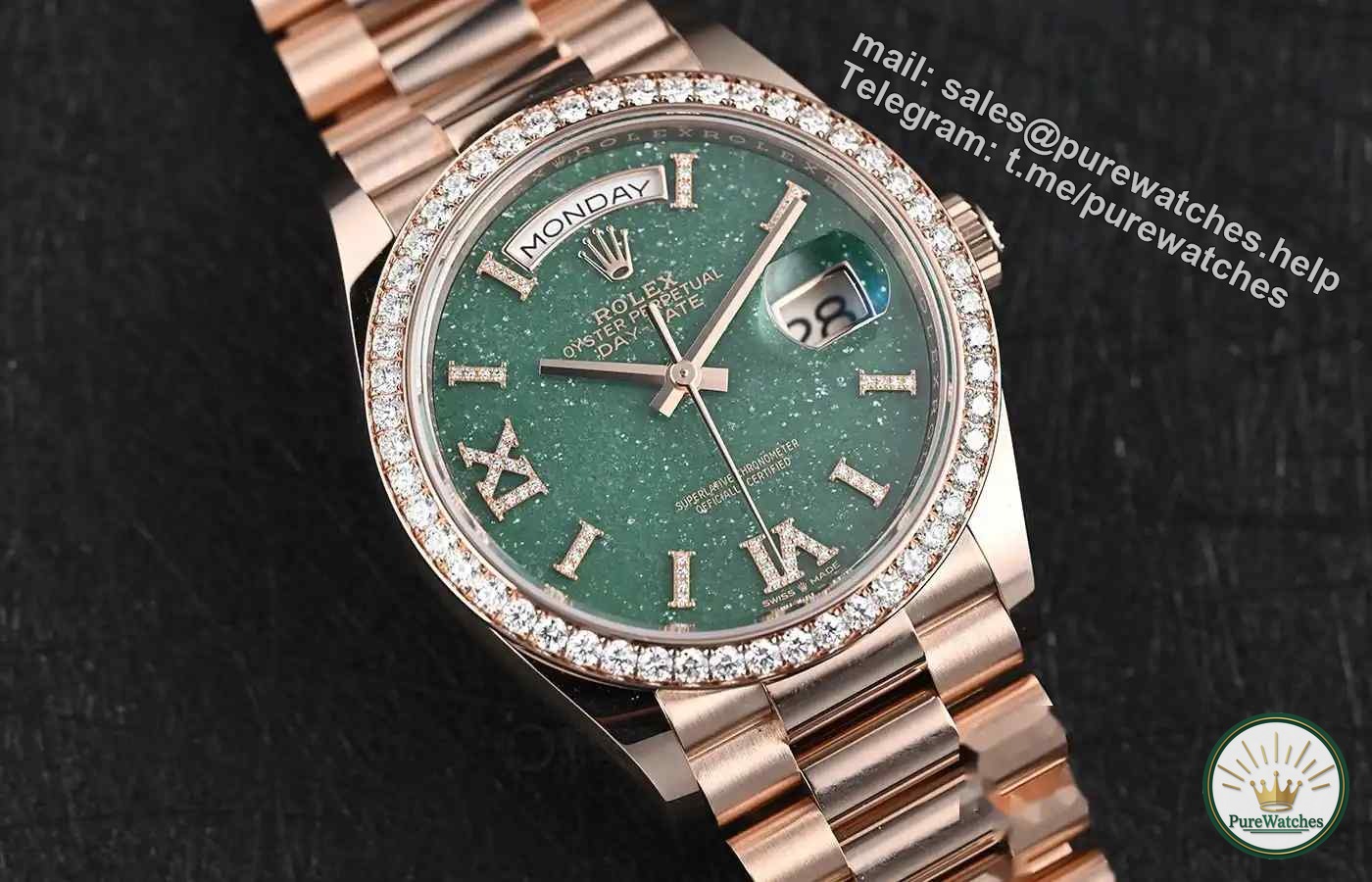 Rolex’s new day-date model 36, the emerald green aventurine dial is so beautiful!