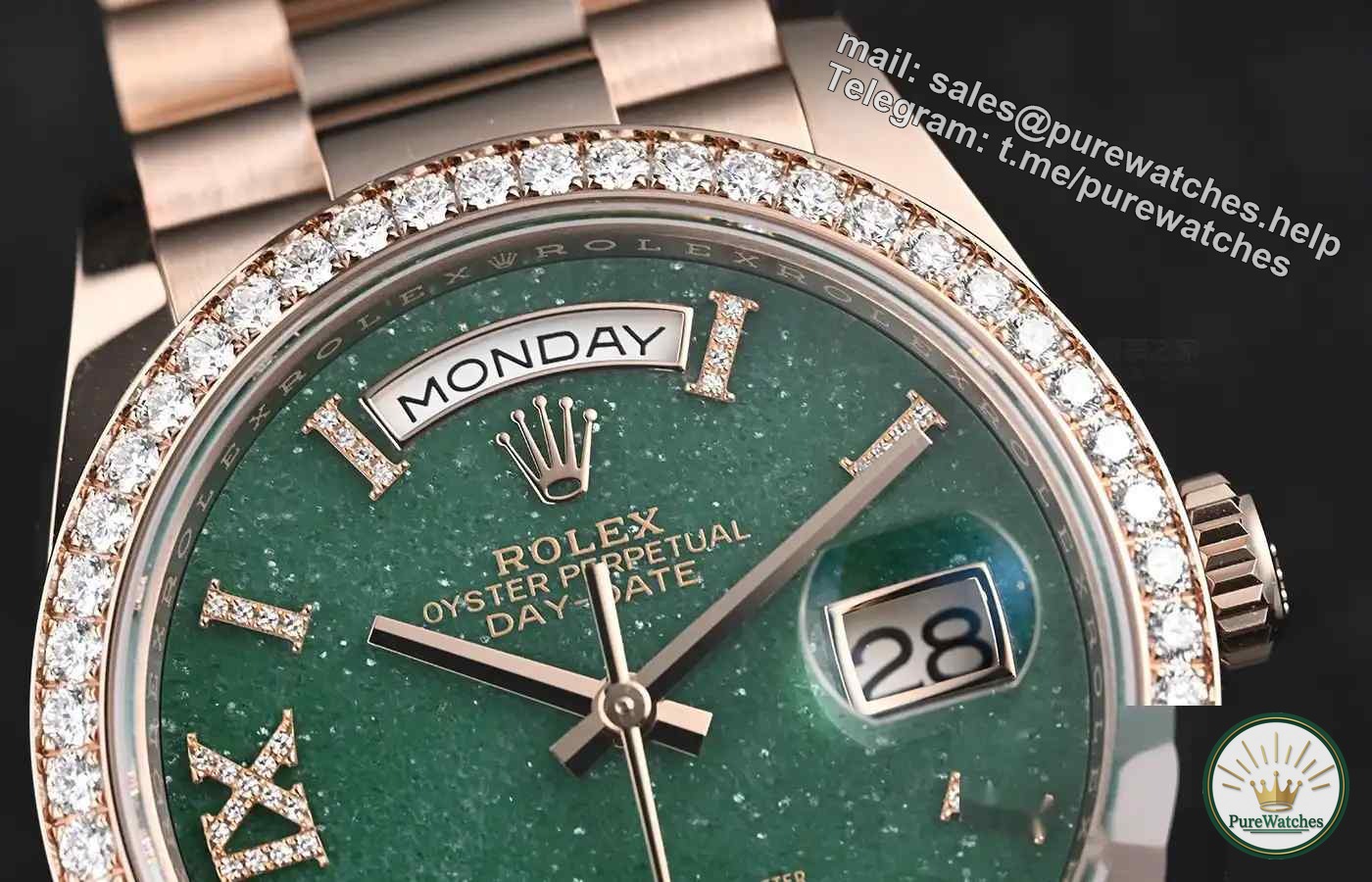 Rolex’s new day-date model 36, the emerald green aventurine dial is so beautiful!