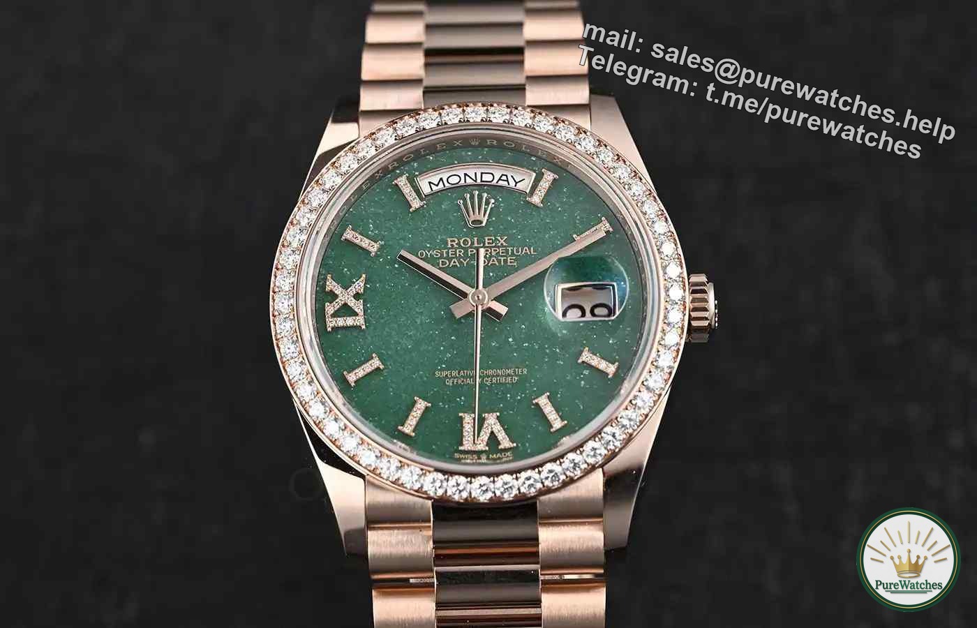 Rolex’s new day-date model 36, the emerald green aventurine dial is so beautiful!