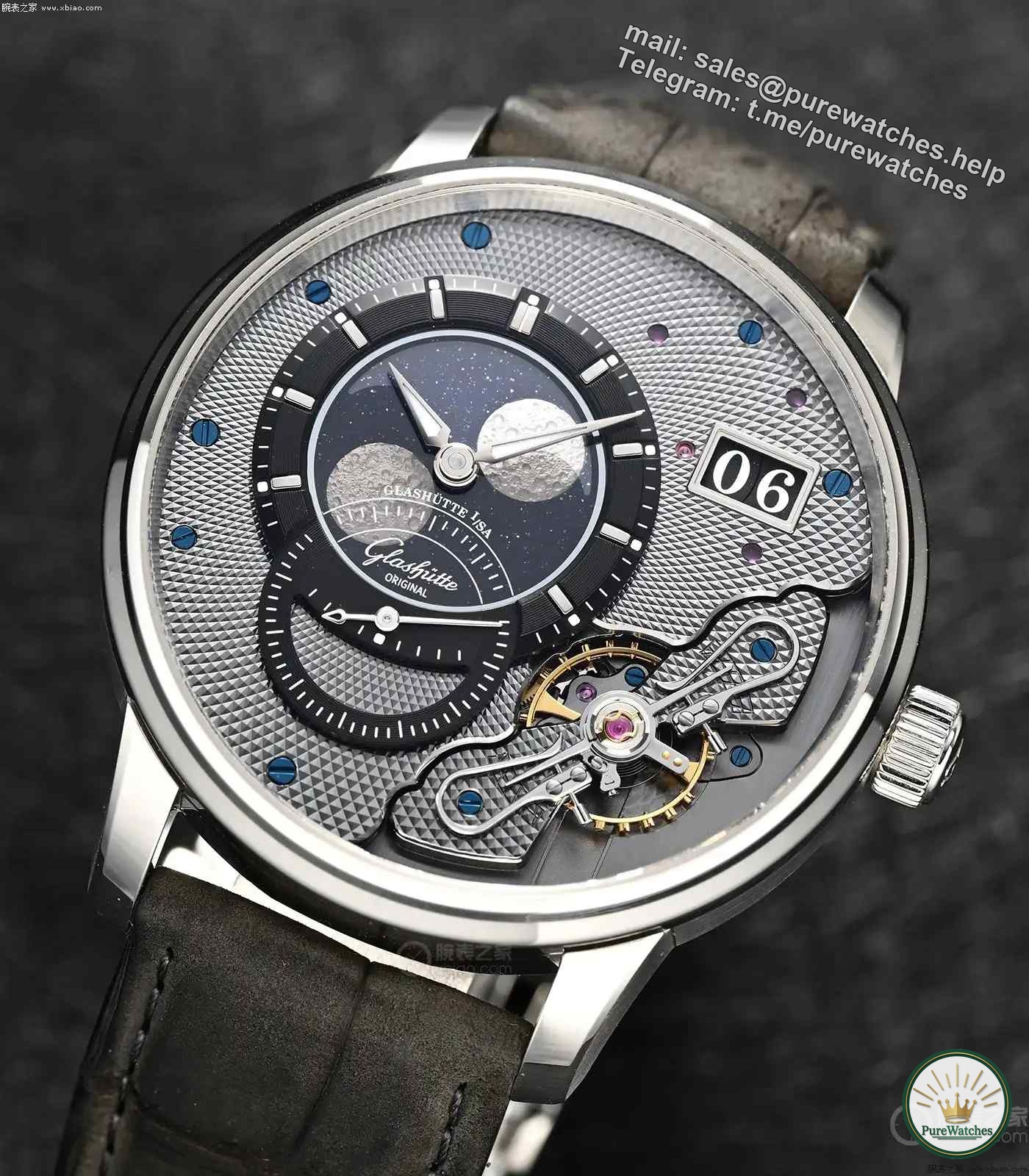 The eccentric 91 movement inverts the large calendar and moon phase, and Glashütte original creates new glory!