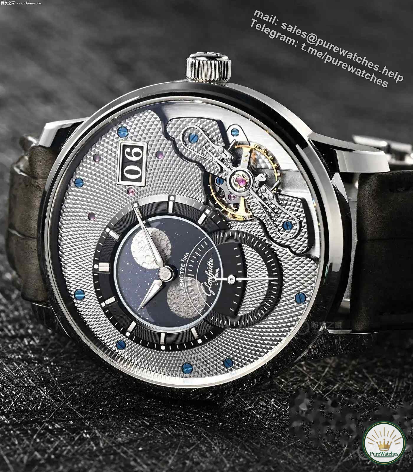 The eccentric 91 movement inverts the large calendar and moon phase, and Glashütte original creates new glory!
