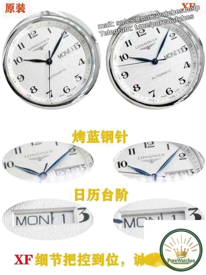 How is the workmanship of the XF factory Longines Master Double Calendar compared to the genuine one? Can it be passed through the counter?