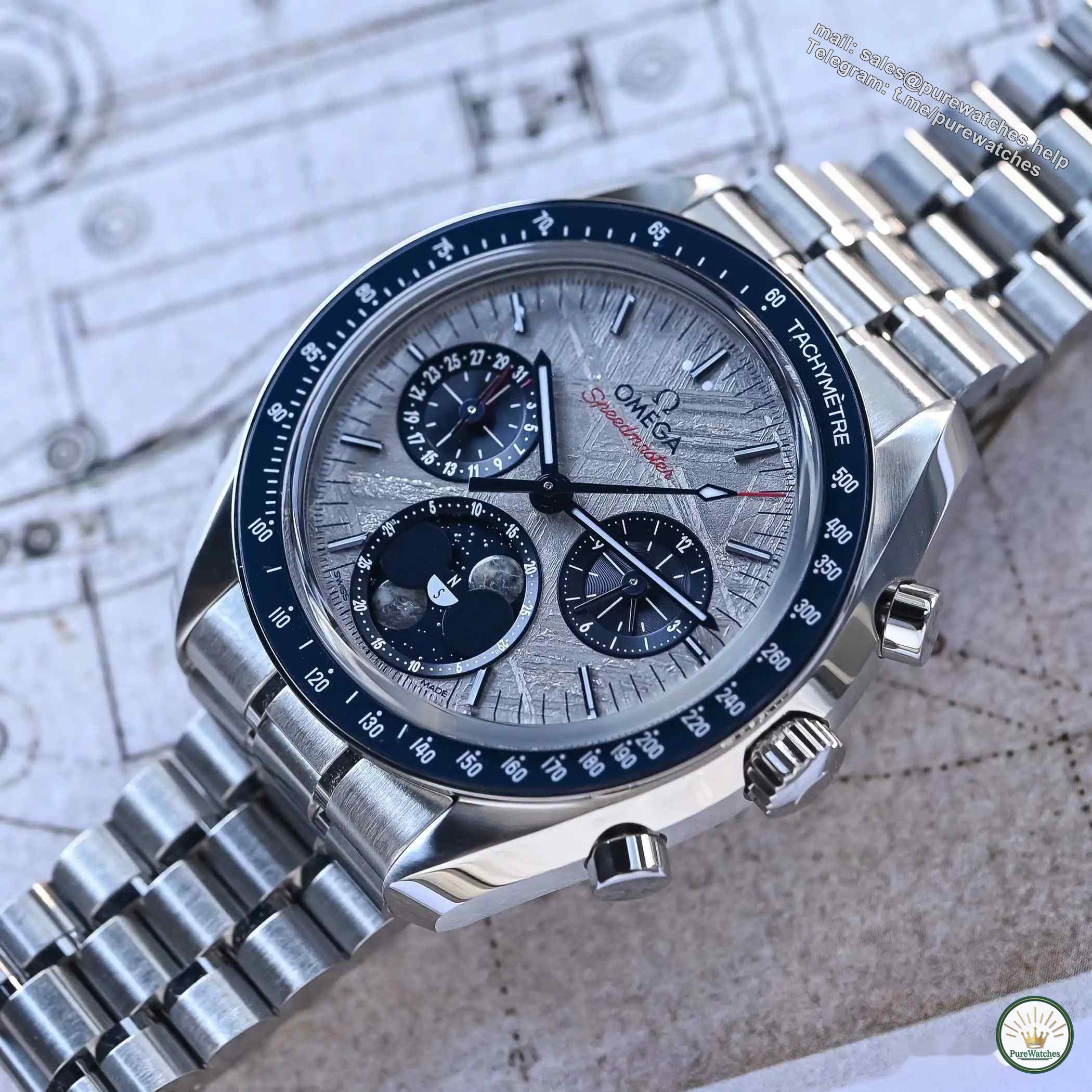 Stunning appearance! The Omega Speedmaster Double Moon Phase Meteorite Watch is a great wearing experience!