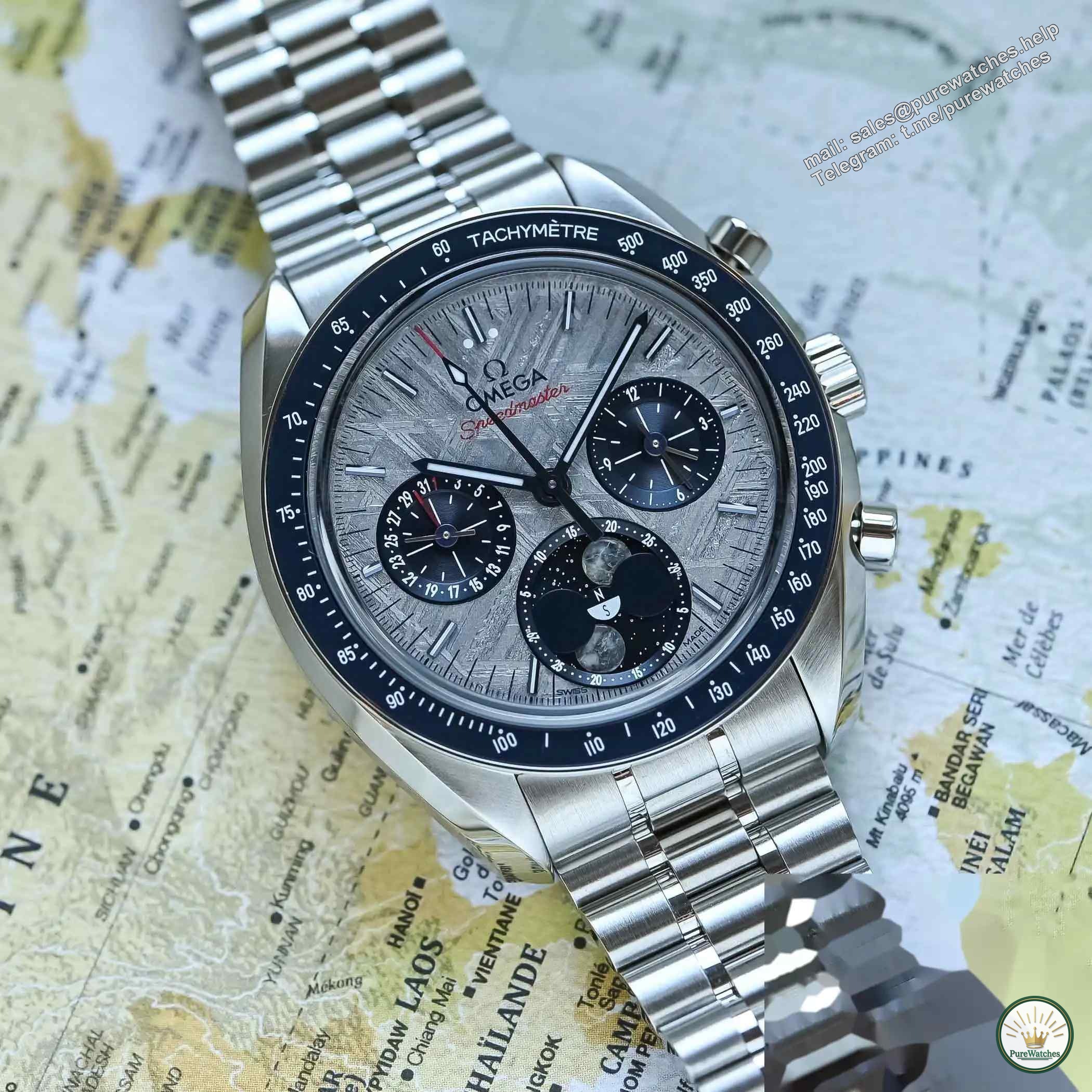 Stunning appearance! The Omega Speedmaster Double Moon Phase Meteorite Watch is a great wearing experience!