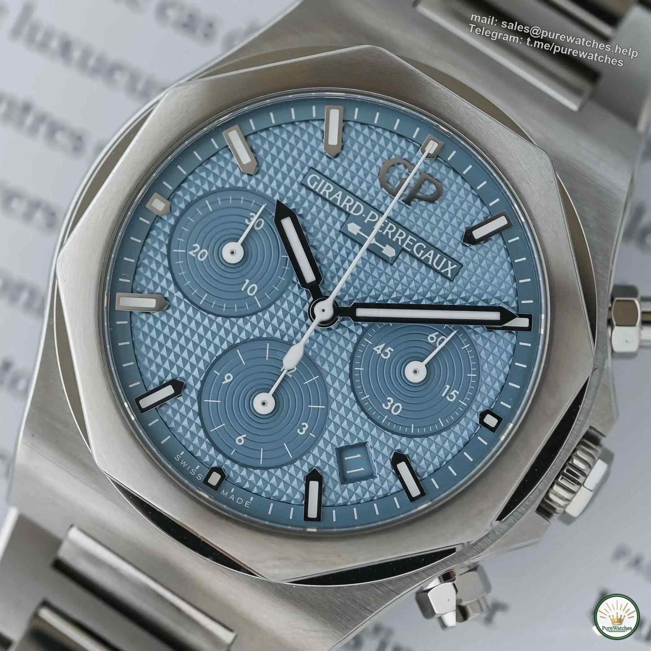 Want a unique watch? The Girard-Perregaux Laurel Ice Blue Chronograph is not to be missed!