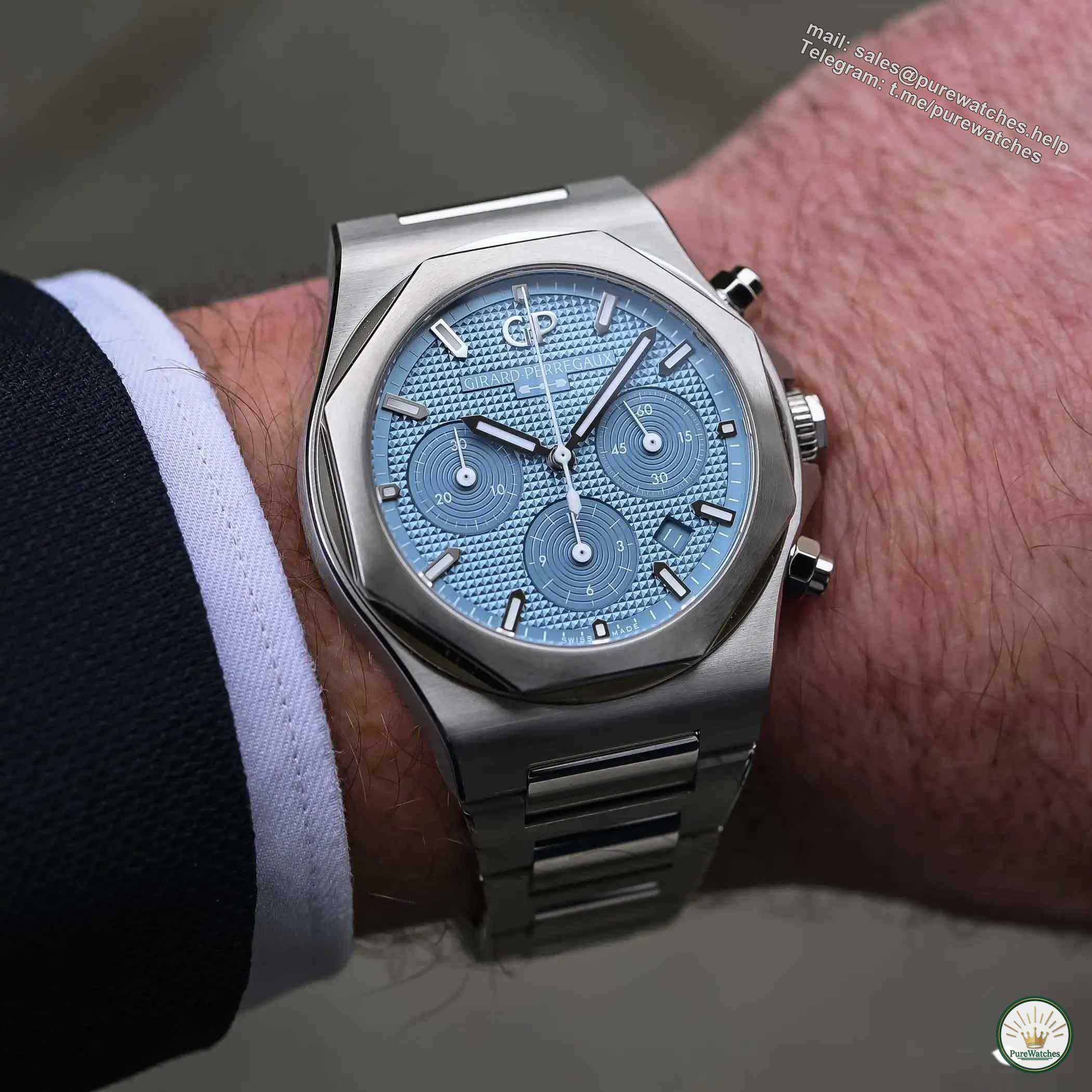 Want a unique watch? The Girard-Perregaux Laurel Ice Blue Chronograph is not to be missed!
