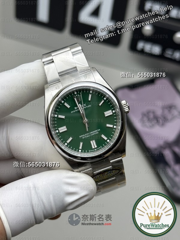 Will the Oyster Perpetual 36mm green face of the Clean Factory look fake at first glance? Teach you to identify the correct version!