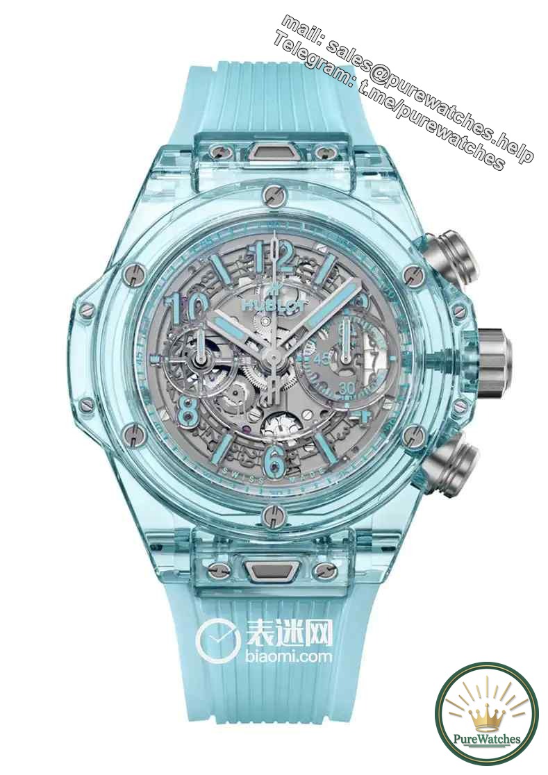 Transparent sapphire + 72 hours power reserve, Hublot Big Bang Unico aqua blue watch is shockingly released!