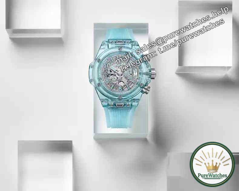 Transparent sapphire + 72 hours power reserve, Hublot Big Bang Unico aqua blue watch is shockingly released!