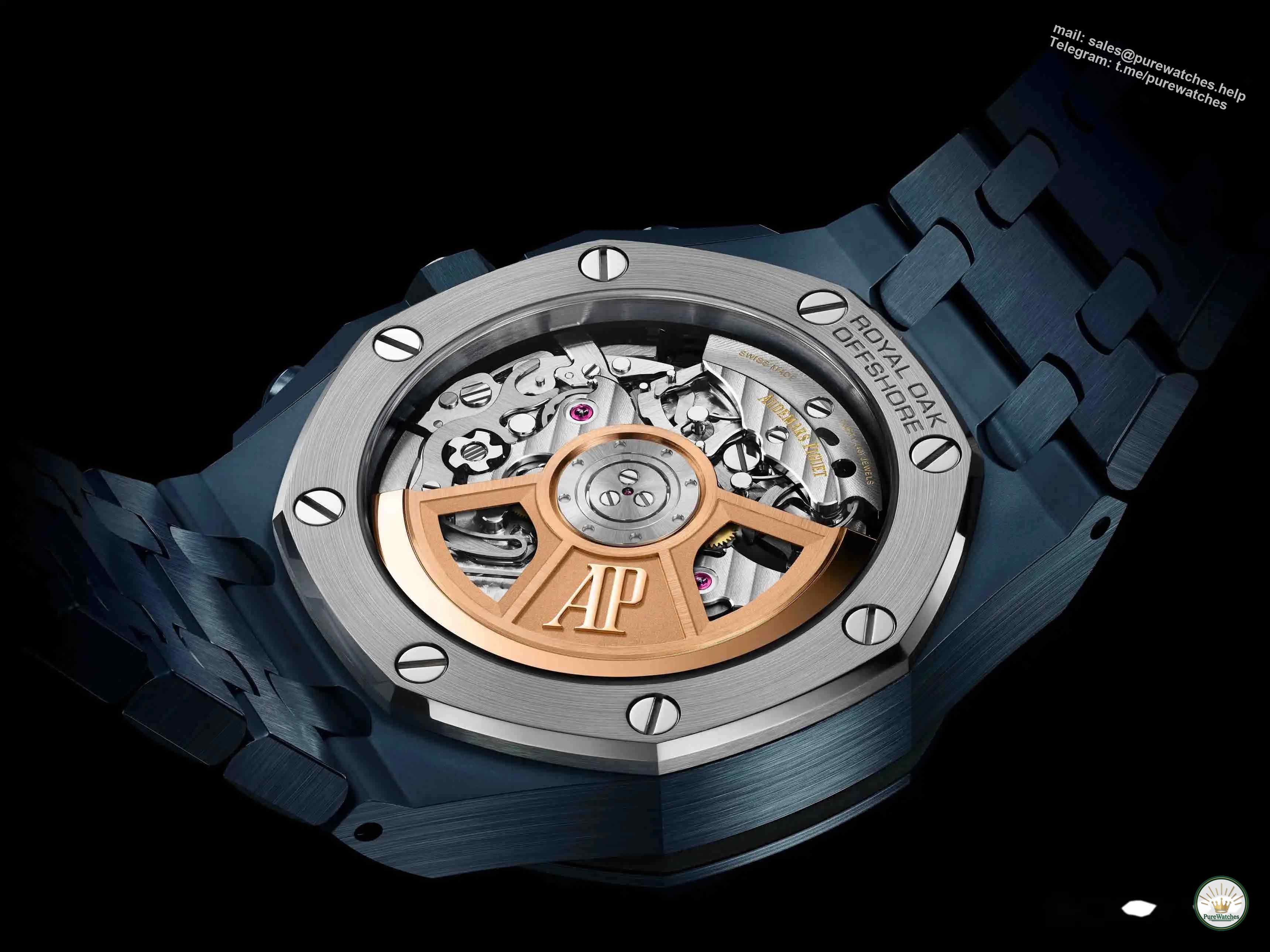 Limited collection! Audemars Piguet Royal Oak double balance wheel skeleton watch, night blue ceramic interpretation of classic