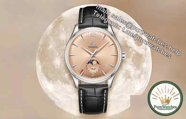 Salmon color dial + moon phase function, how does Shanghai Watch’s new work interpret oriental aesthetics?