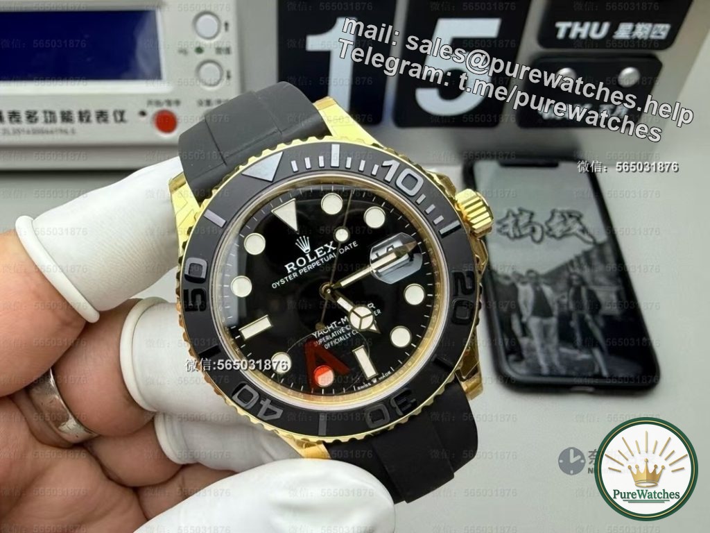 Replica table ceiling! Actual test of VS Factory Rolex Gold Yacht V3, the 148g counterweight is amazing