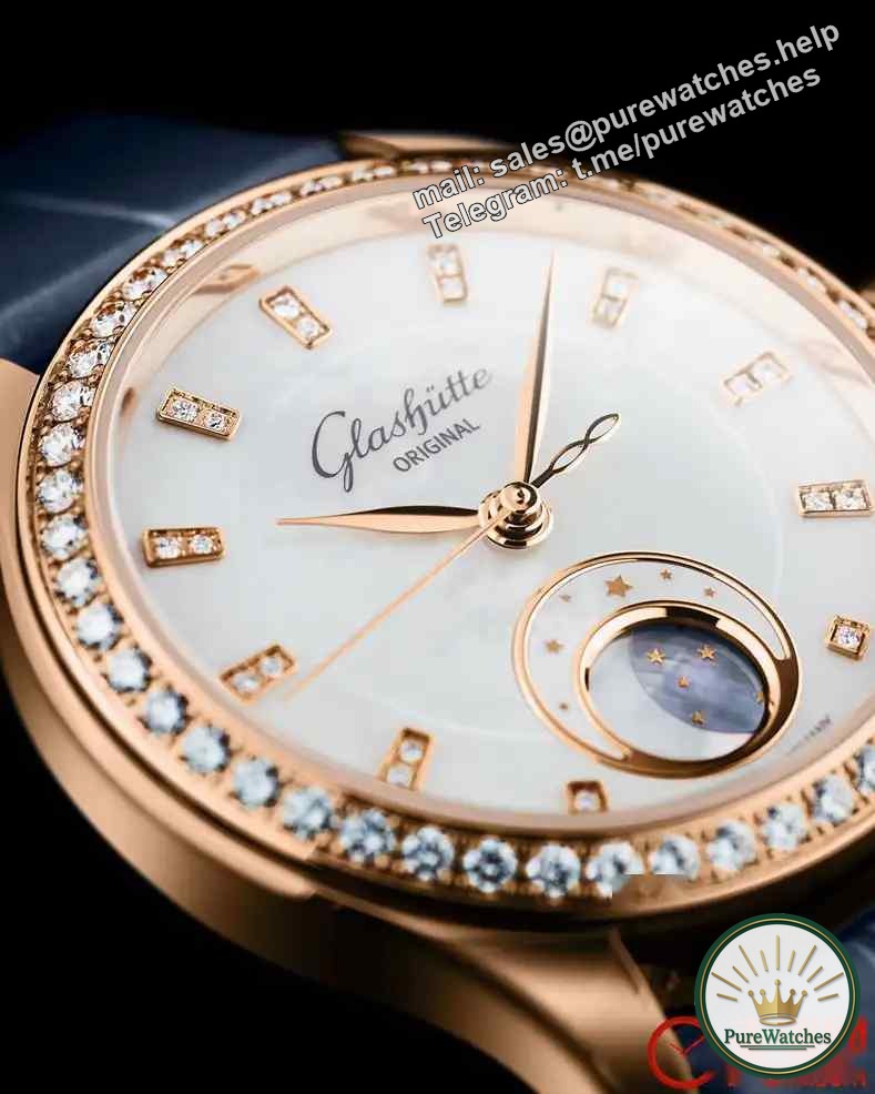 The moon phase function is incredibly accurate! Four new Glashütte original women’s watches are available, which can be worn with jeans or evening dresses!