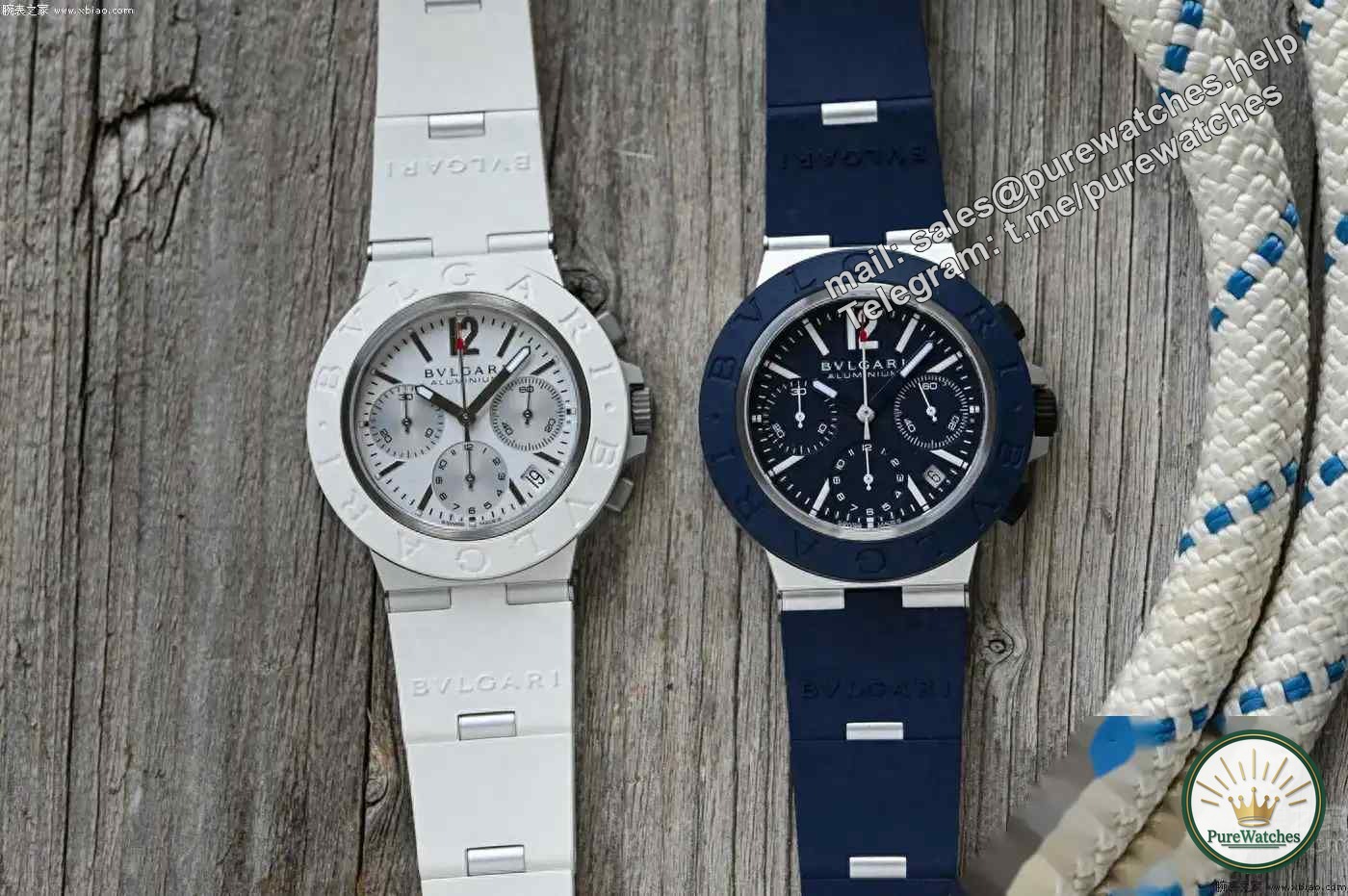 Bvlgari’s new summer favorite! The Aluminum chronograph is limited to 400 pieces and is a must-have in blue and white colors!