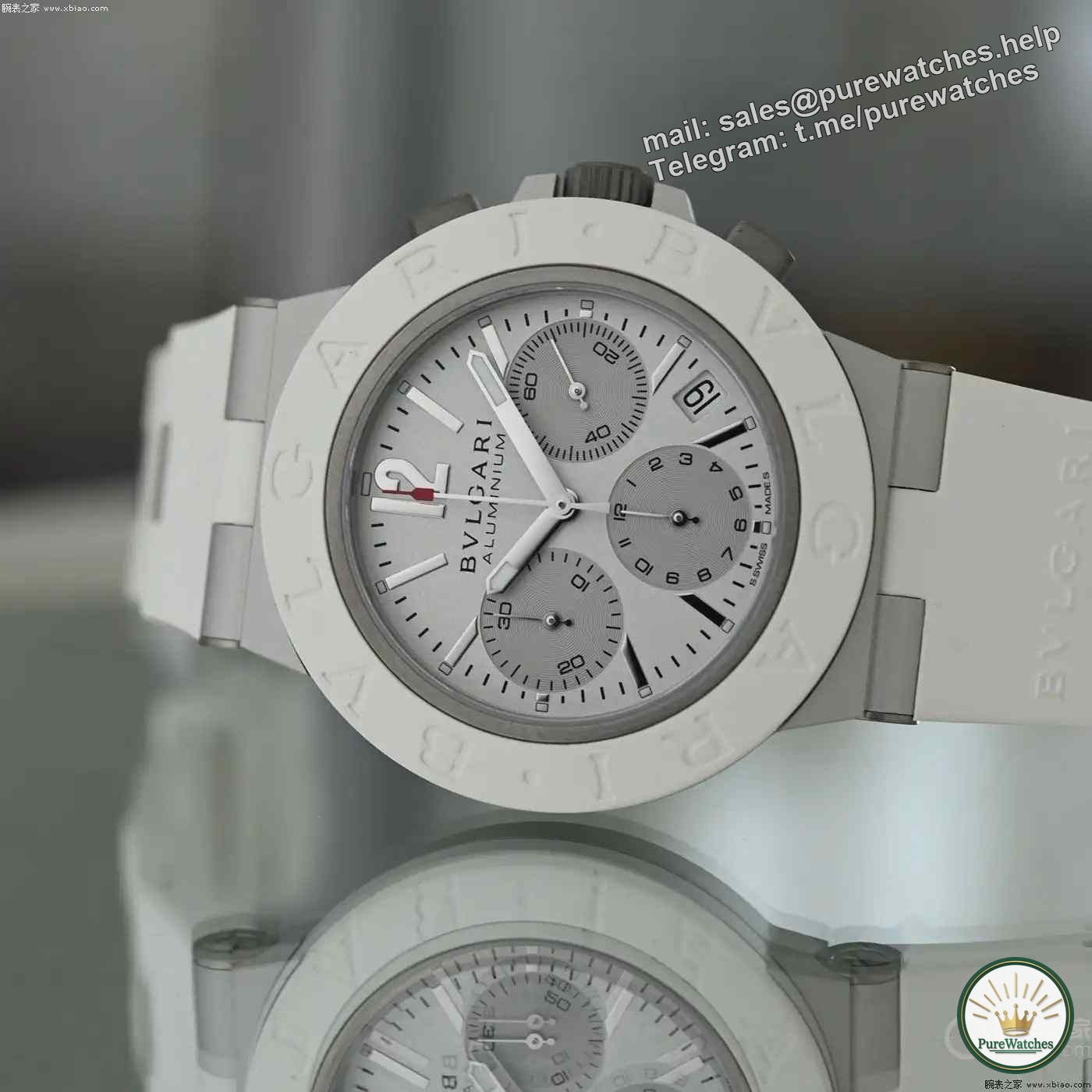Bvlgari’s new summer favorite! The Aluminum chronograph is limited to 400 pieces and is a must-have in blue and white colors!