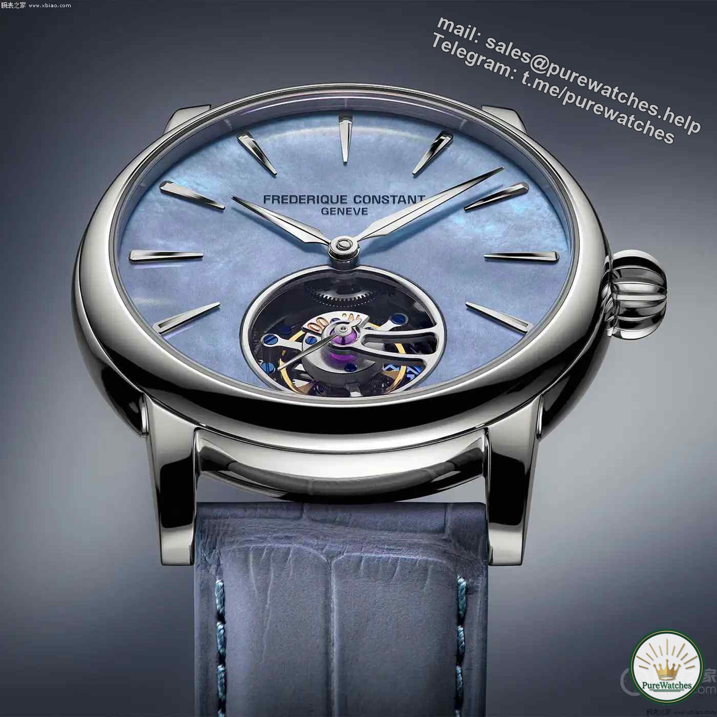 Is 310,000 worth it? Frederique Constant’s mother-of-pearl tourbillon is limited to 36 pieces, and the blue-gray dial is breathtakingly beautiful!