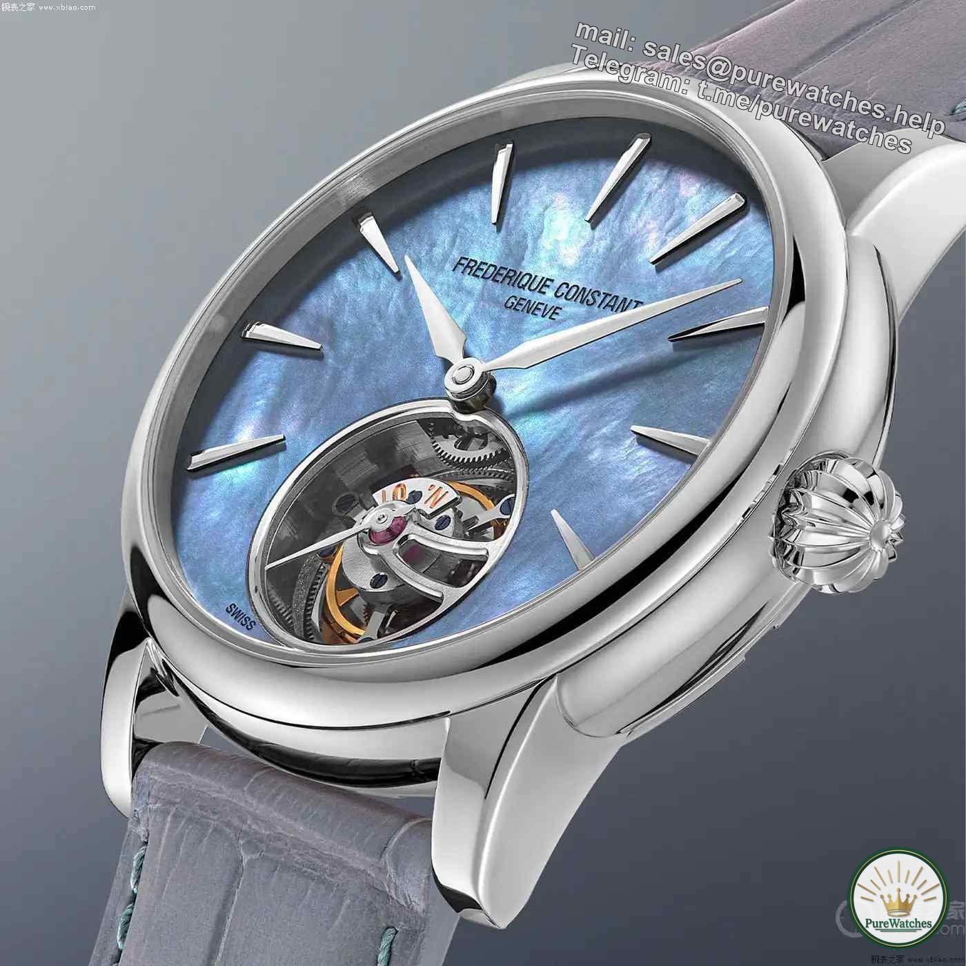Is 310,000 worth it? Frederique Constant’s mother-of-pearl tourbillon is limited to 36 pieces, and the blue-gray dial is breathtakingly beautiful!