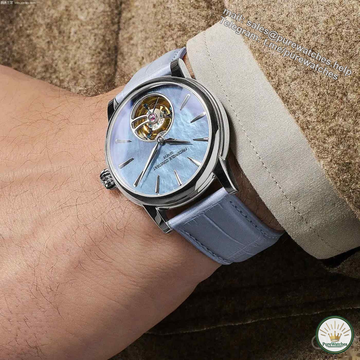 Is 310,000 worth it? Frederique Constant’s mother-of-pearl tourbillon is limited to 36 pieces, and the blue-gray dial is breathtakingly beautiful!