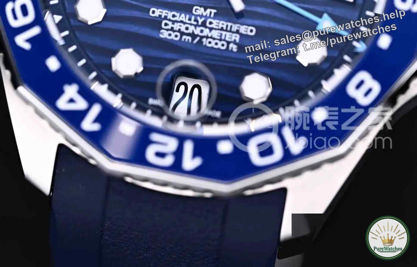 Perfect for both business and diving! TAG Heuer Aquaracer GMT watch, the blue and black bezel is very practical to distinguish day and night