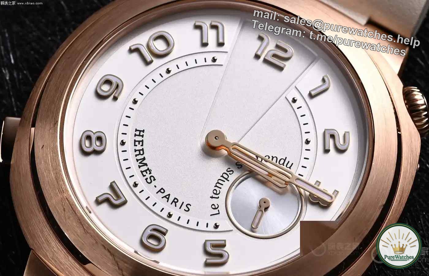 Time magician! The Hermès Cut watch pauses time with one click, and the rose gold case illustrates how money buys time.