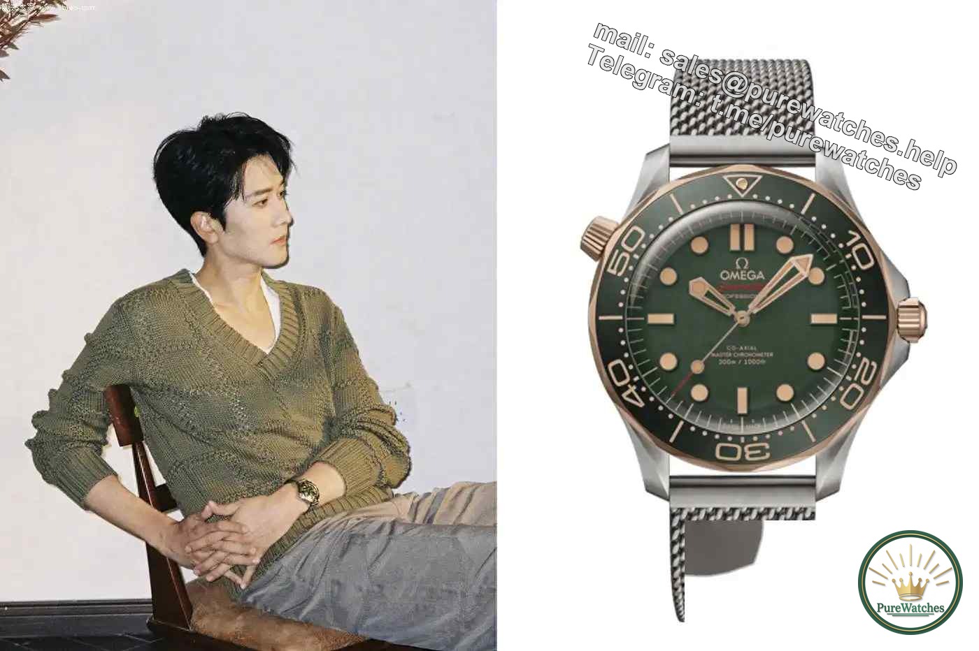 Same style as Peng Guanying! Omega 007 Seamaster Diving Watch, titanium + bronze gold is too high-end