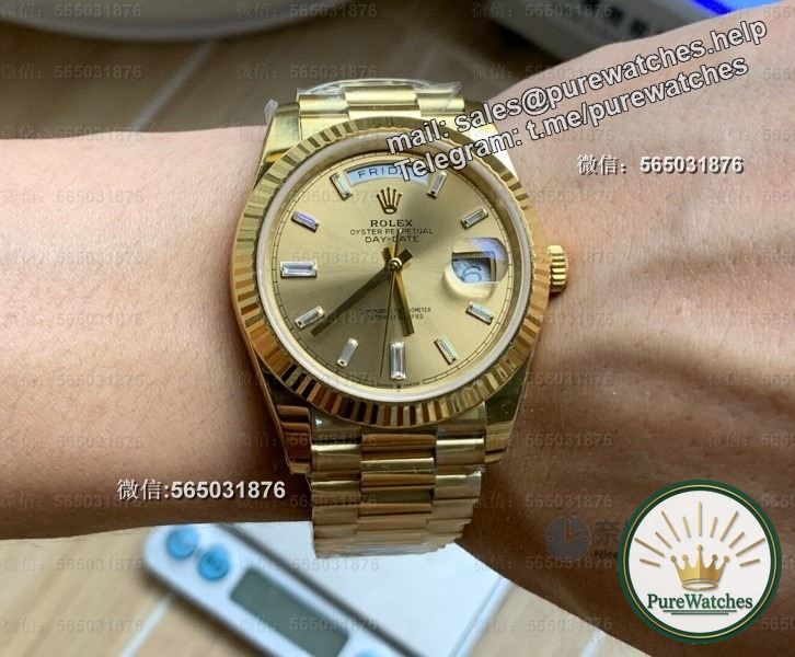 209 grams of perfect weight! RC factory counterweighted version of Day-Date (DD for short) Heng commented: This is the real ‘gold watch’ experience