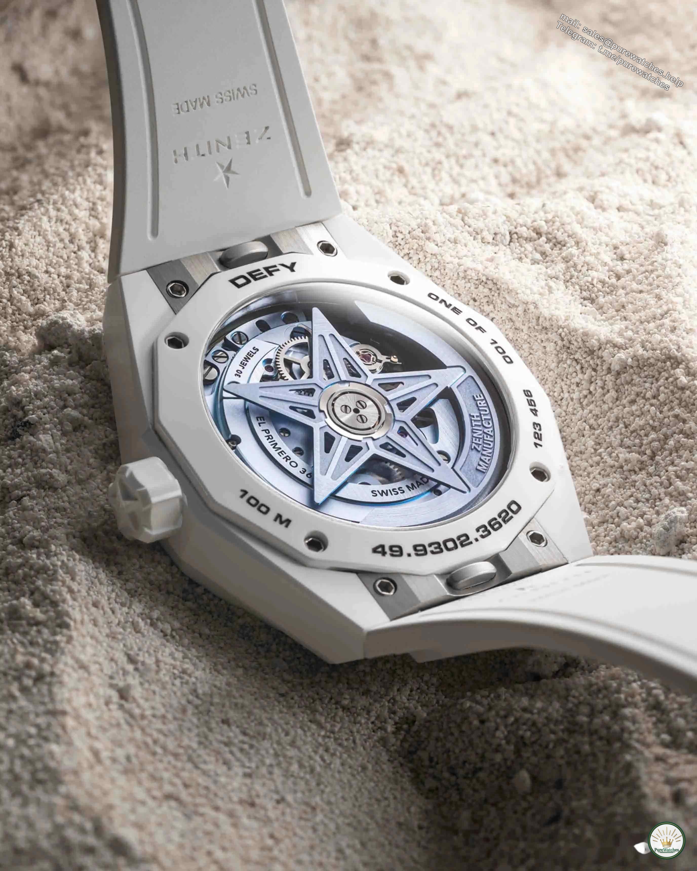 [Limited to 100 pieces] Zenith DEFY White Surfer Ceramic Watch is finally here! The ice blue hollows are so beautiful!