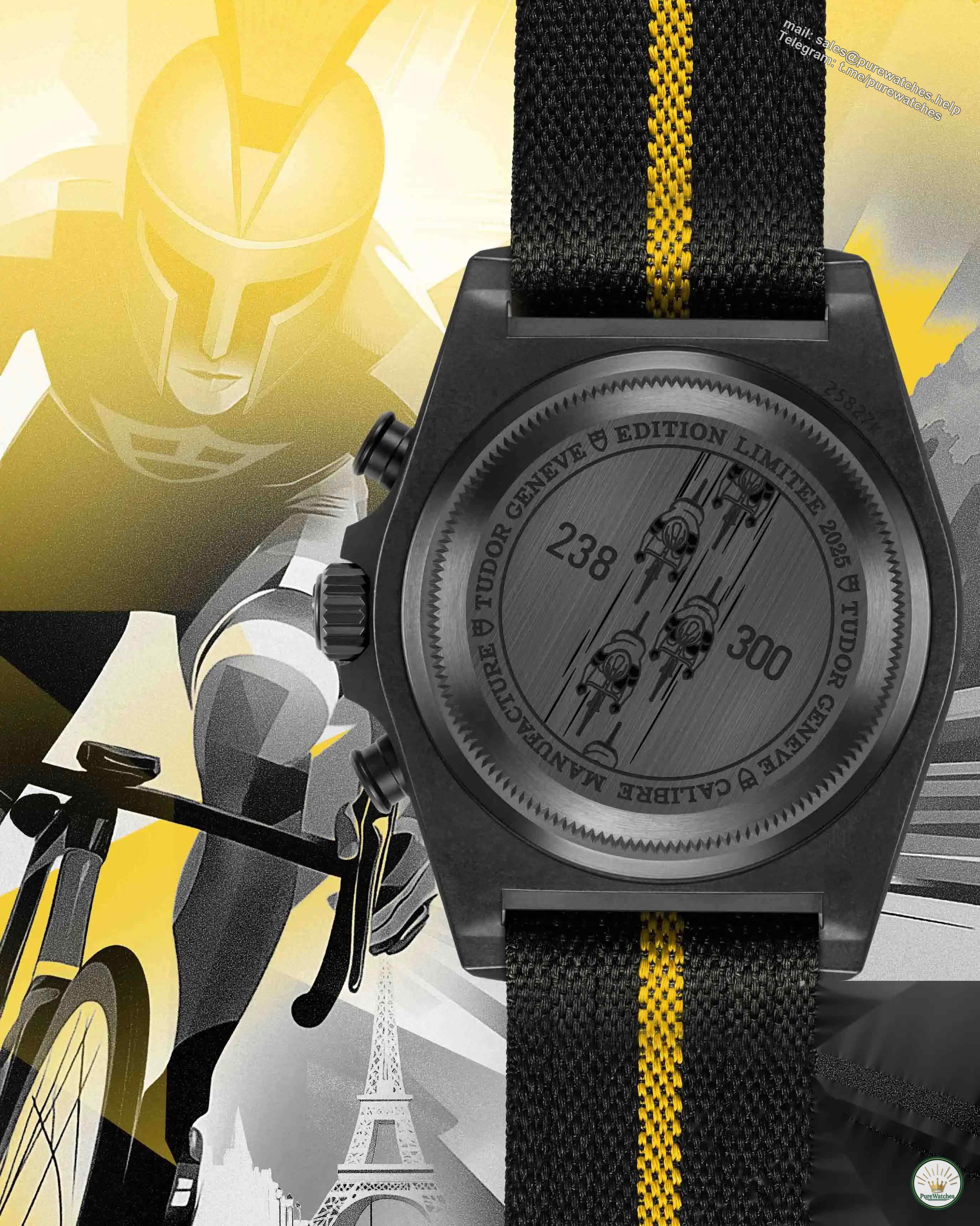Limited to 300 pieces! Tudor Submarine FXD yellow and black chronograph watch, co-branded with cycling legend Cancellara, available in seconds!