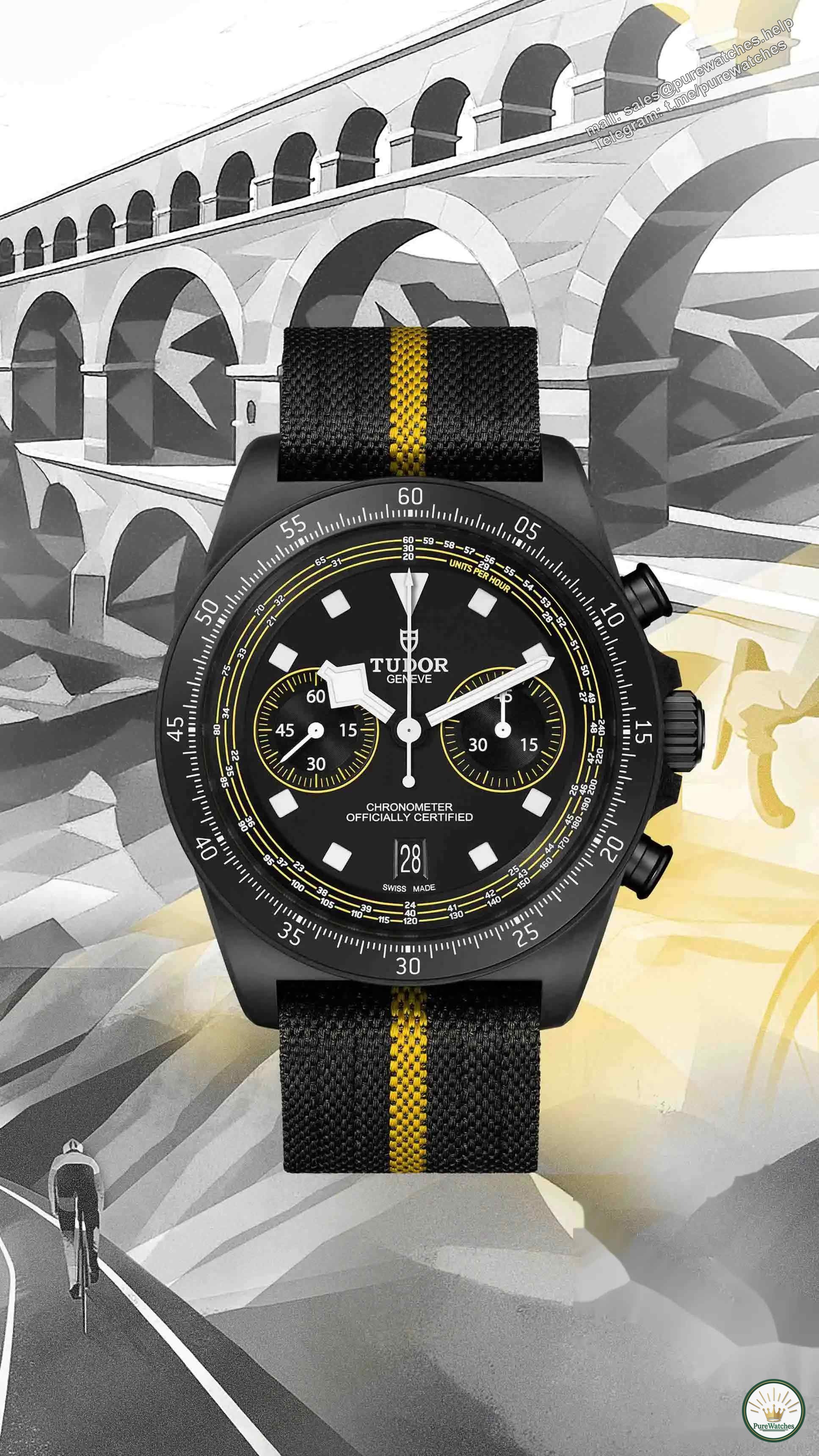 Limited to 300 pieces! Tudor Submarine FXD yellow and black chronograph watch, co-branded with cycling legend Cancellara, available in seconds!