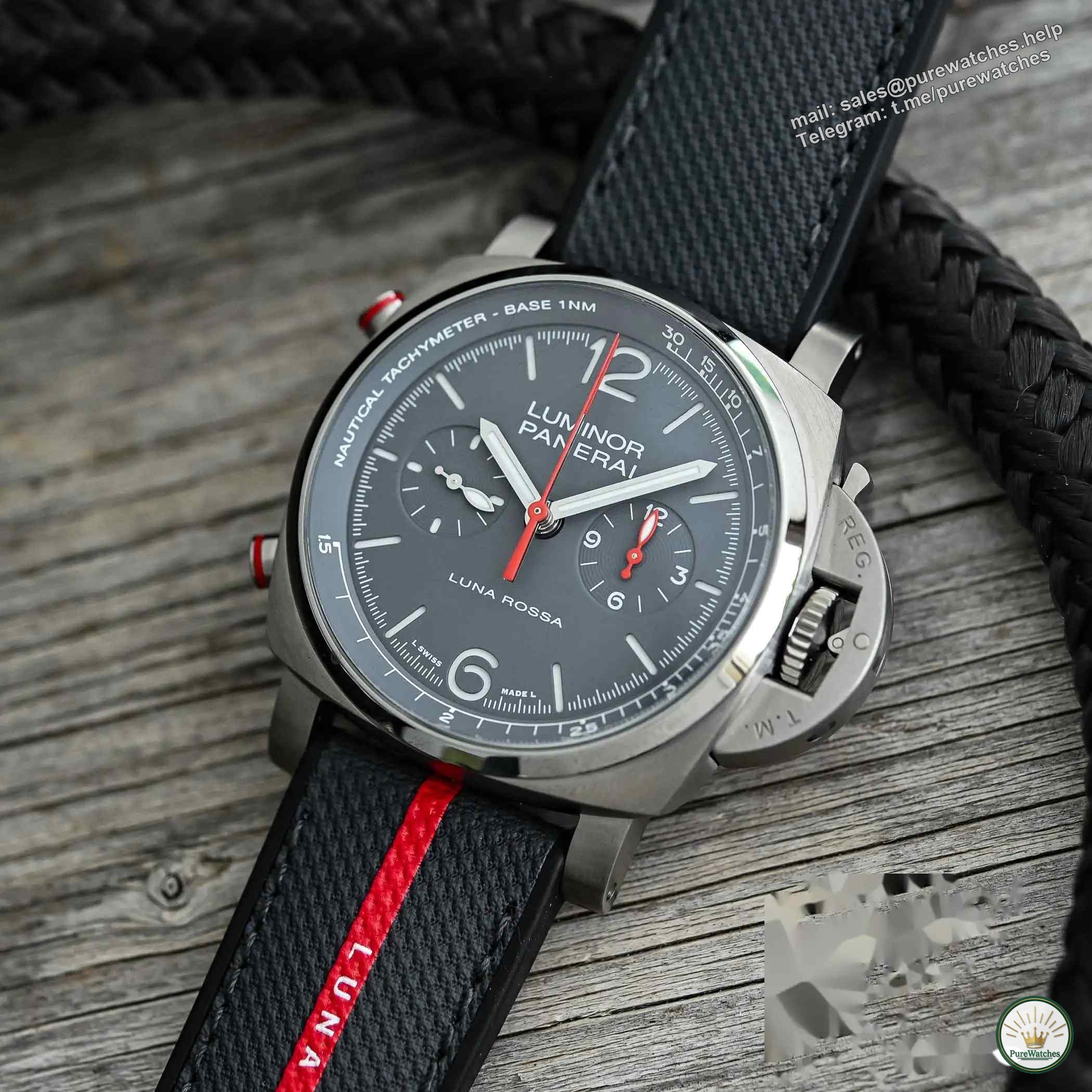 America’s Cup Limited Edition! Panerai Luna Rossa titanium flyback chronograph, 72 hours of power, only 150 pieces!