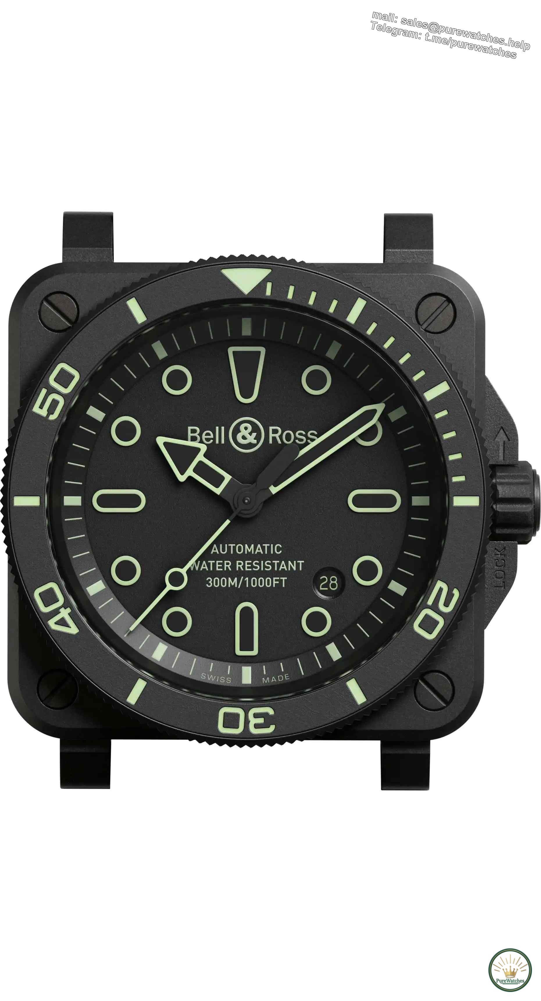 Luminous revolution! Bell & Ross BR-03 diving watch is limited to 500 pieces. It has a neon outline design and is clearly visible 300 meters underwater!