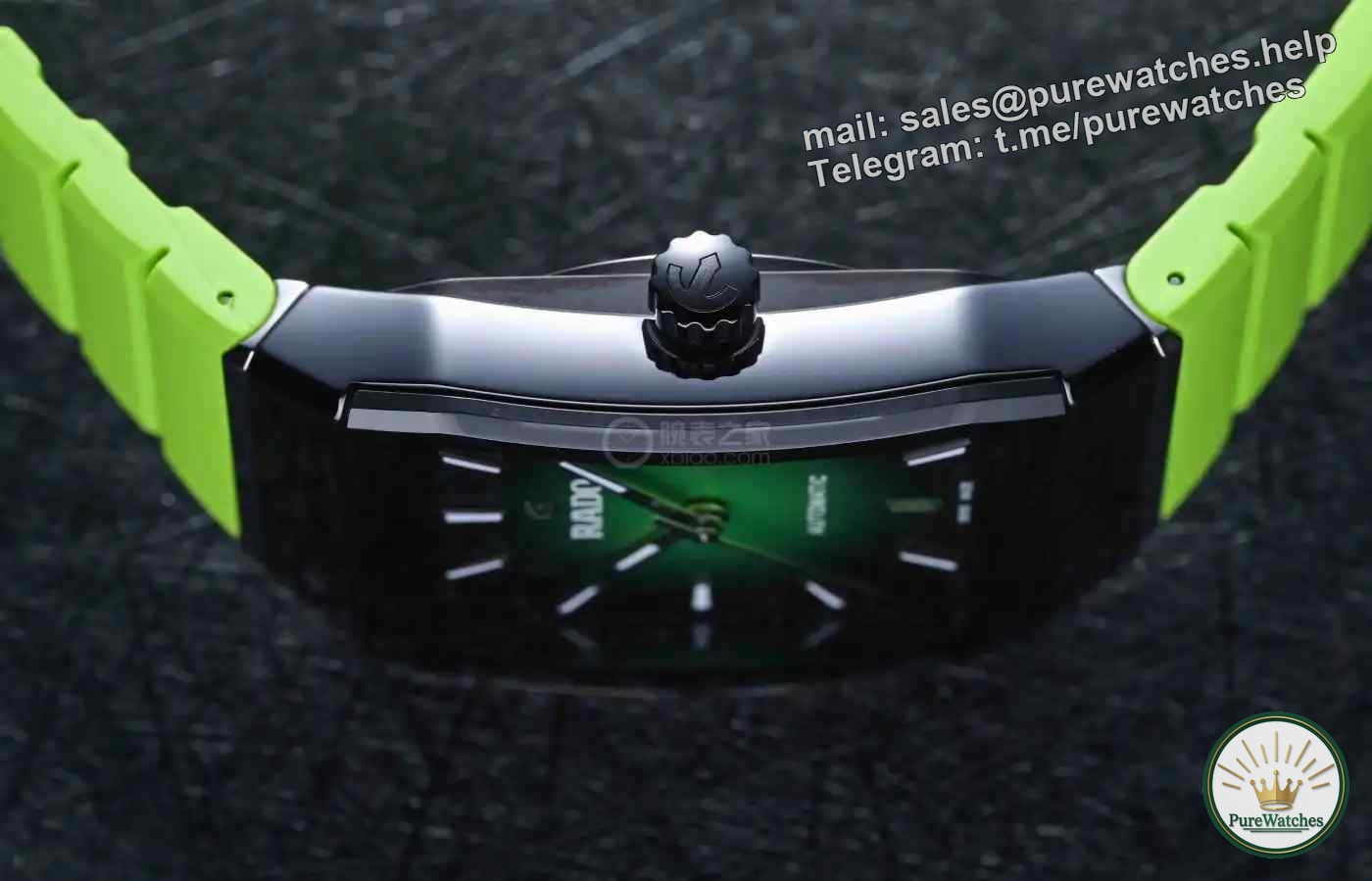 Cool down at a glance! Radar arched lime green watch, high-tech ceramics + rotating anchor, refreshing all summer!