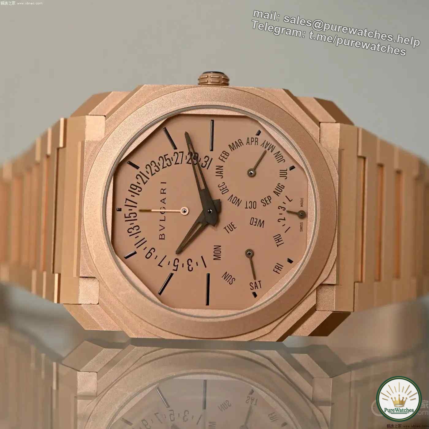 Mechanical watch fans are going crazy! Bulgari ultra-thin rose gold perpetual calendar, retrograde date + hollow hands, 5.8mm ultimate craftsmanship!