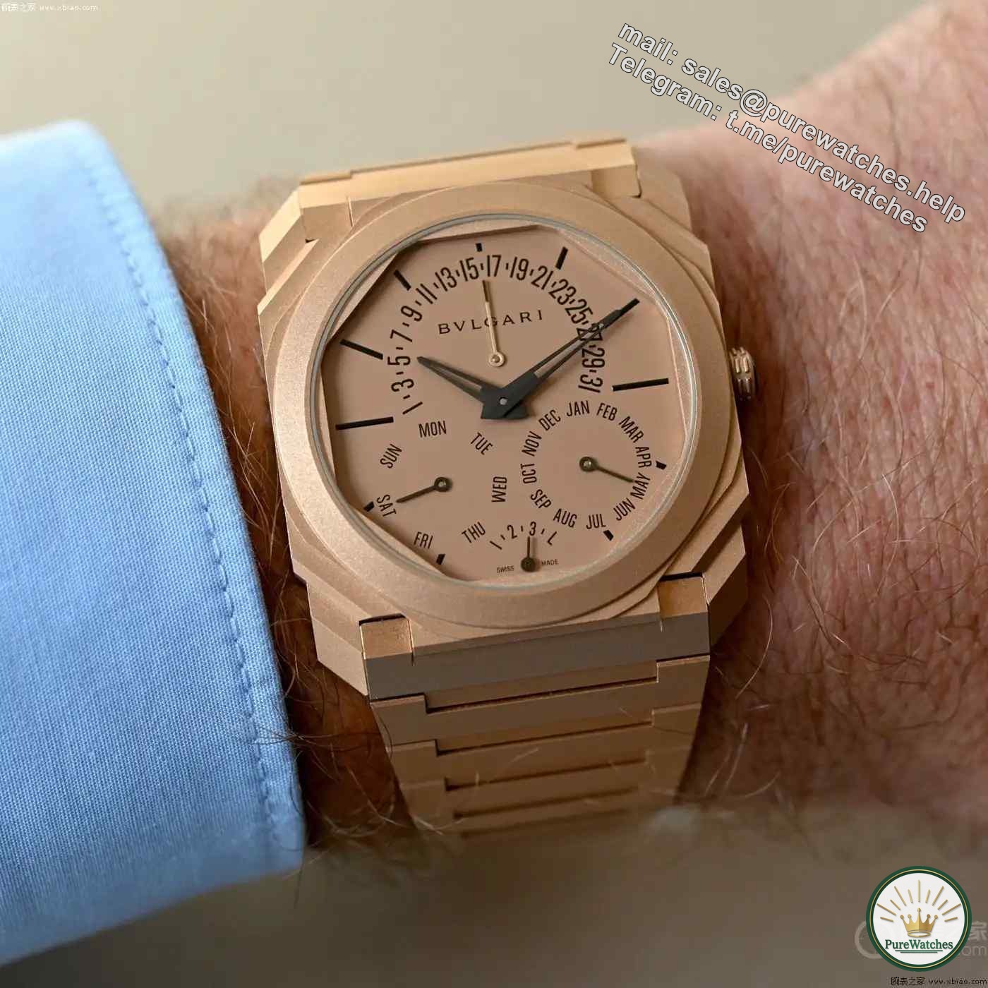 Mechanical watch fans are going crazy! Bulgari ultra-thin rose gold perpetual calendar, retrograde date + hollow hands, 5.8mm ultimate craftsmanship!