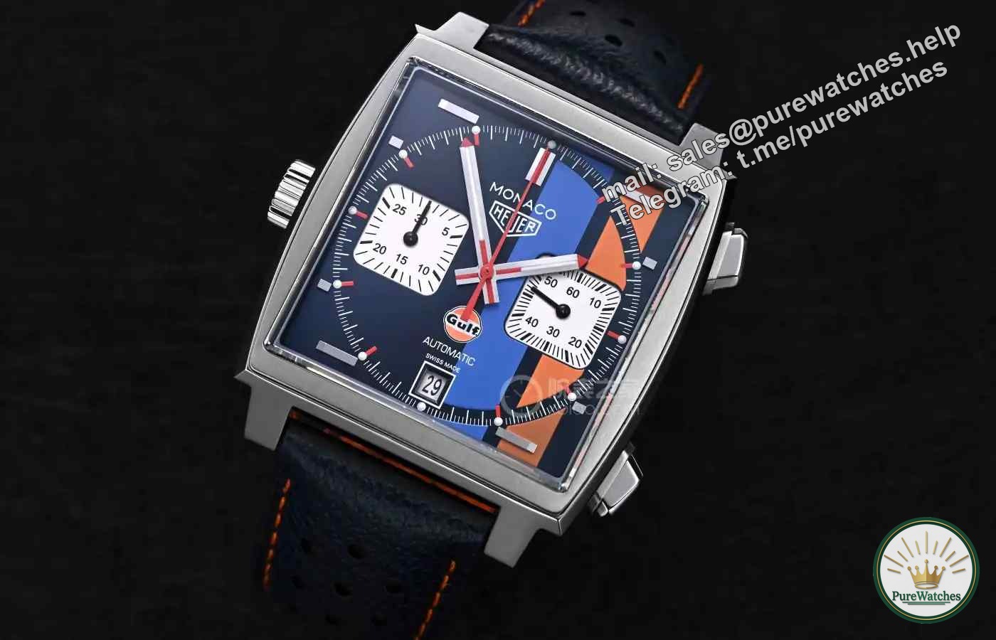 Subvert the traditional square watch! TAG Heuer Monaco 100-meter waterproof chronograph, the left crown design shows unique taste!