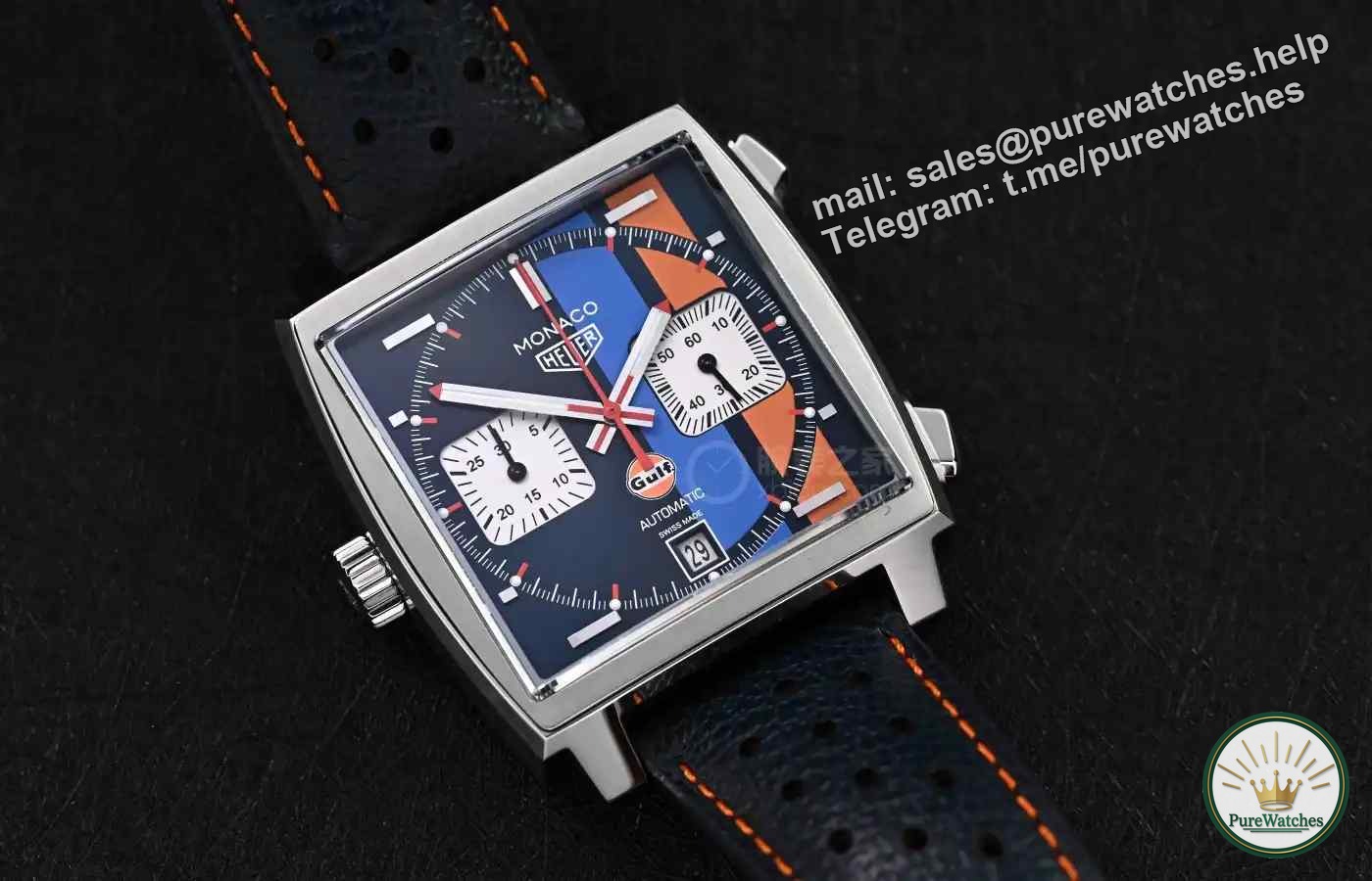 Subvert the traditional square watch! TAG Heuer Monaco 100-meter waterproof chronograph, the left crown design shows unique taste!