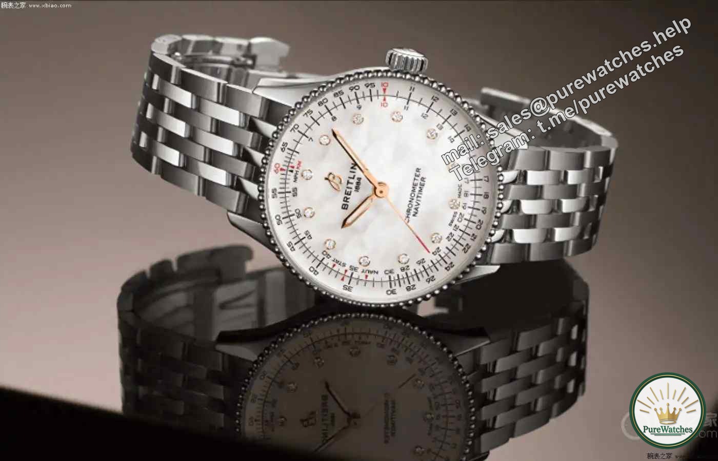 Specially made for goddesses! The Breitling Navitimer 36mm British Special Edition mother-of-pearl dial is stunning!