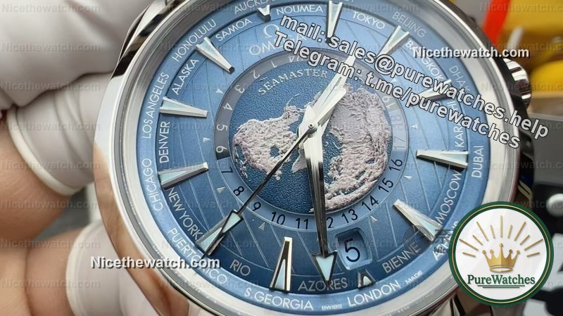 The ice blue storm is coming! Actual measurement of VS Factory Haima 150 Ice Blue Poseidon World Time, 8938 movement shocked the bezel!