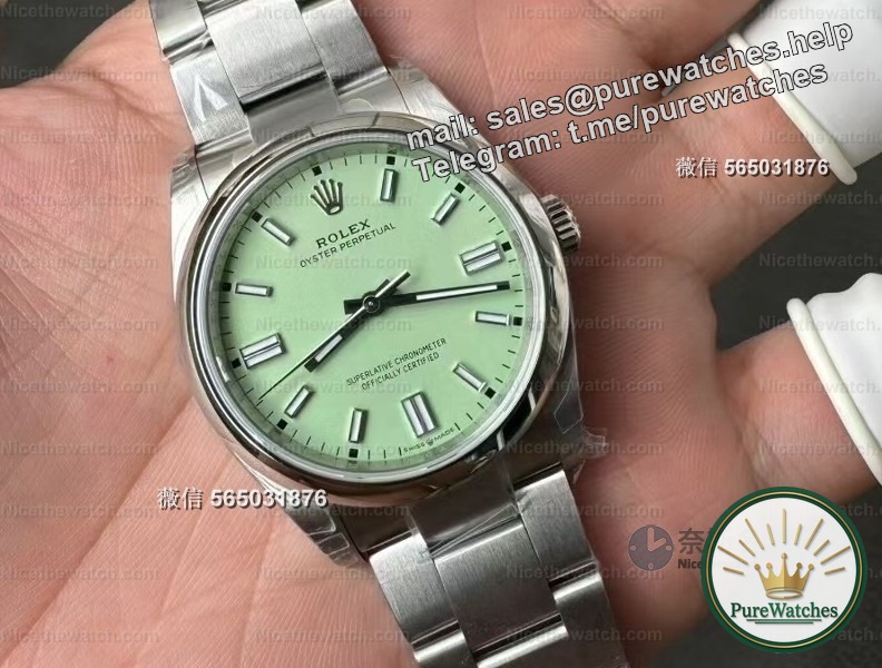 The replica bezel “King Zha” combination appears! VS Factory Pistachio Green Perpetual + Blue Face DD, who would queue up at the counter after seeing it?