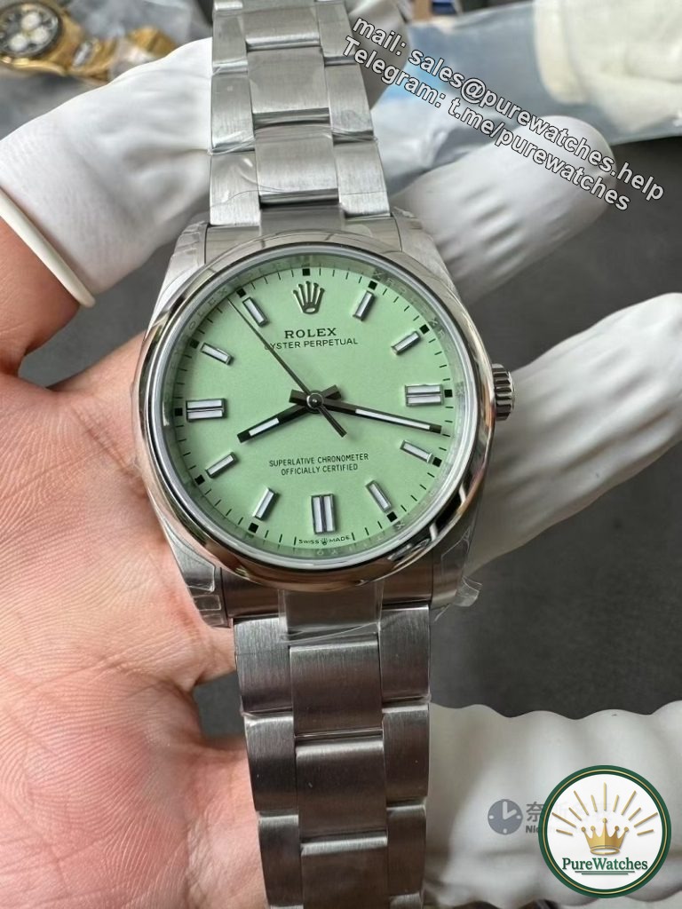 The replica bezel “King Zha” combination appears! VS Factory Pistachio Green Perpetual + Blue Face DD, who would queue up at the counter after seeing it?