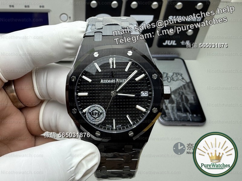 “Dark Warrior” has arrived! APS factory Royal Oak 15500 black ceramic model is really available: movable head + 4302 integrated movement, the replica watch can also be worn at the counter!