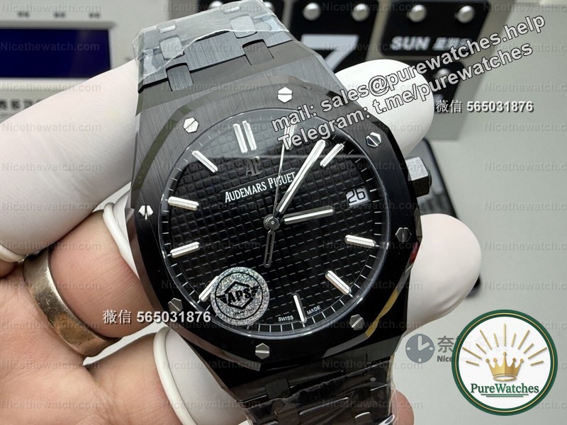 “Dark Warrior” has arrived! APS factory Royal Oak 15500 black ceramic model is really available: movable head + 4302 integrated movement, the replica watch can also be worn at the counter!