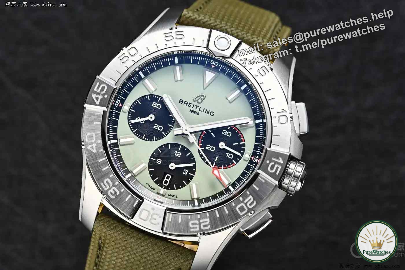 A must for tough guys! Breitling Avenger Avocado Green Watch, 8-year warranty, accurate and durable!