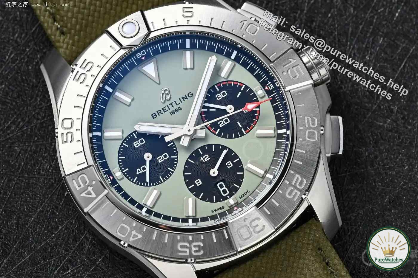 A must for tough guys! Breitling Avenger Avocado Green Watch, 8-year warranty, accurate and durable!