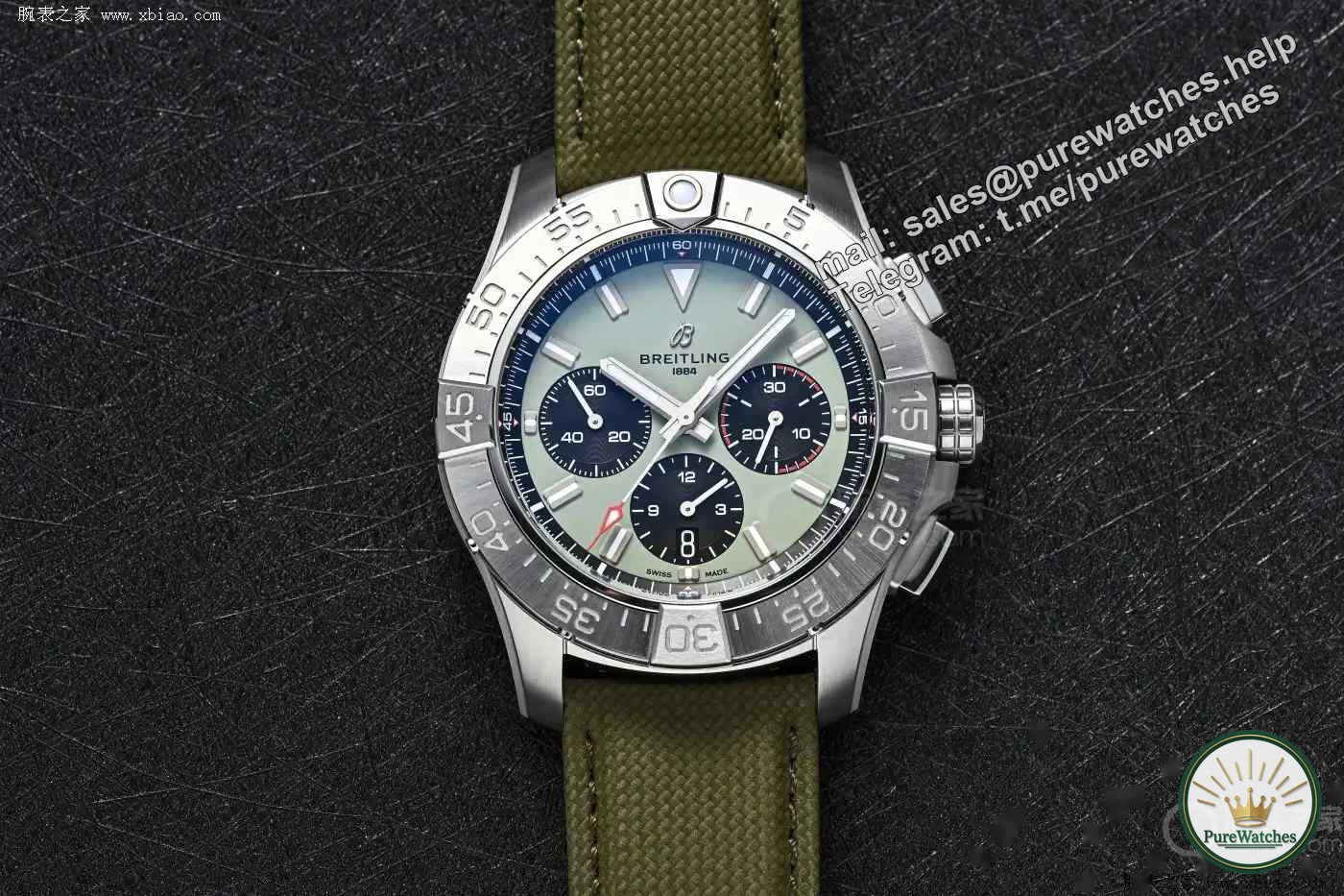 A must for tough guys! Breitling Avenger Avocado Green Watch, 8-year warranty, accurate and durable!