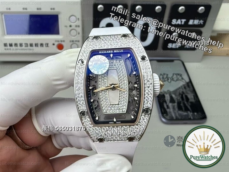 The ceiling for girls to wear watches in 2025! The ZF factory Richard Mille 07-01 diamond-encrusted model was so stunning that my best friend asked for the link!