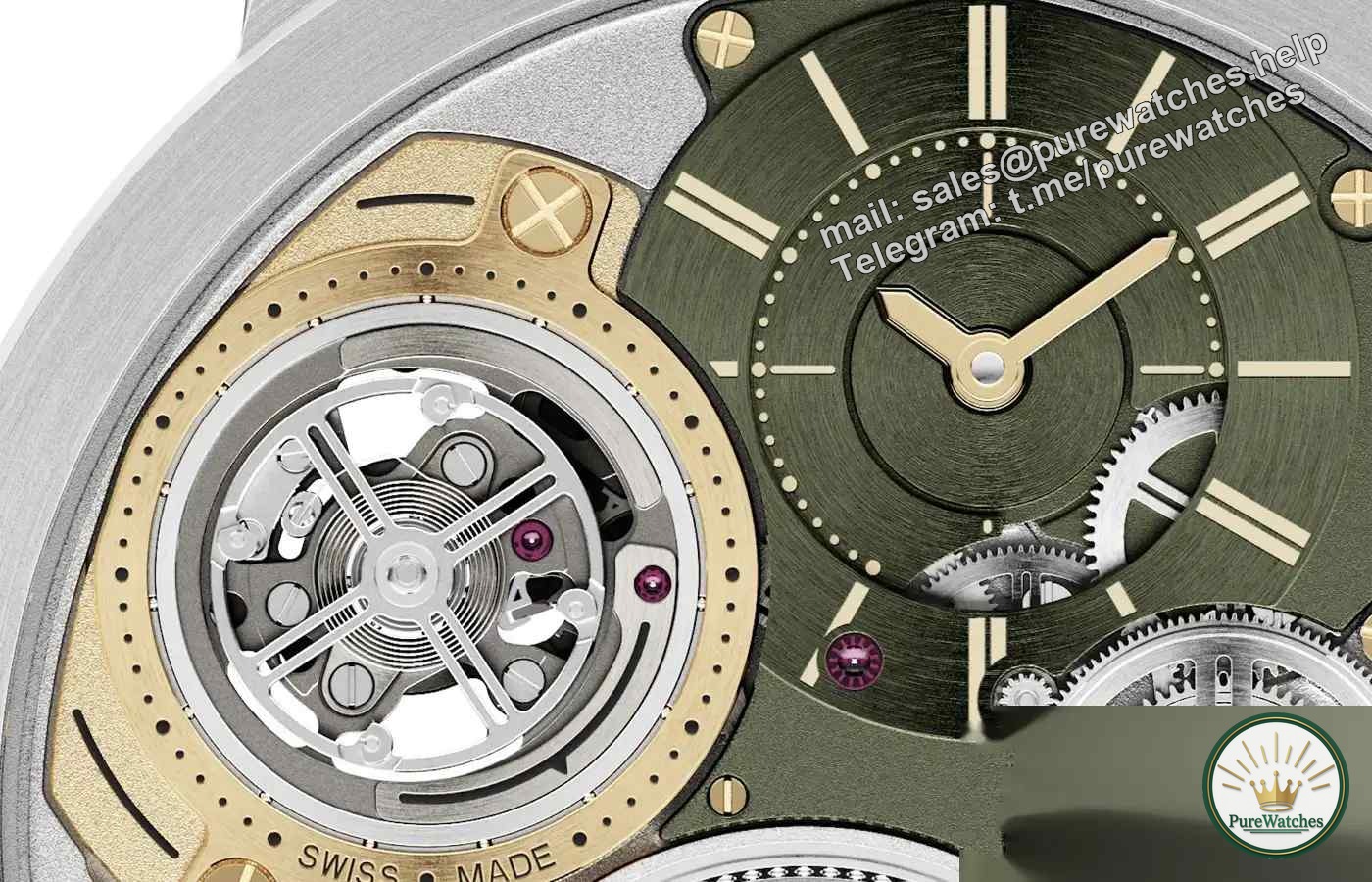 Piaget’s 2mm ultra-thin tourbillon upgrade! The gold khaki green color scheme is luxurious and eye-catching, customized to create exclusive legends