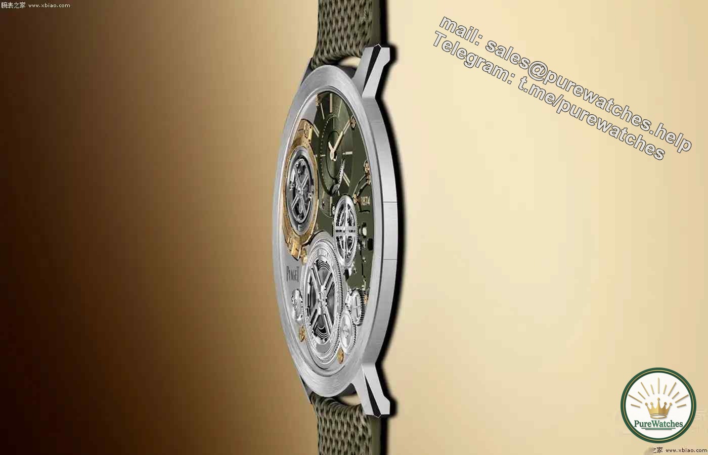 Piaget’s 2mm ultra-thin tourbillon upgrade! The gold khaki green color scheme is luxurious and eye-catching, customized to create exclusive legends