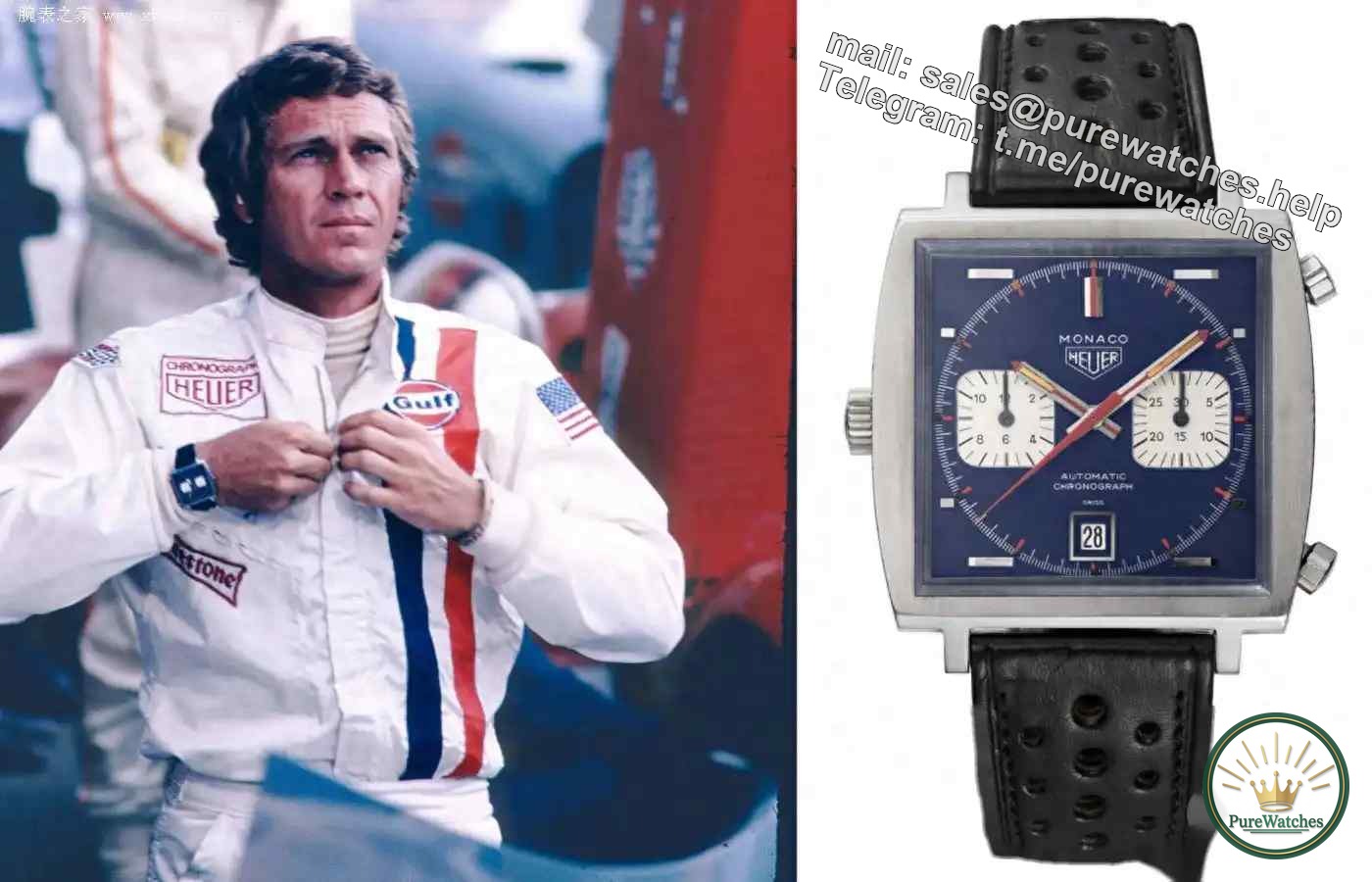 The same style as Steve McQueen! Why does the Monaco watch have its crown on the left?